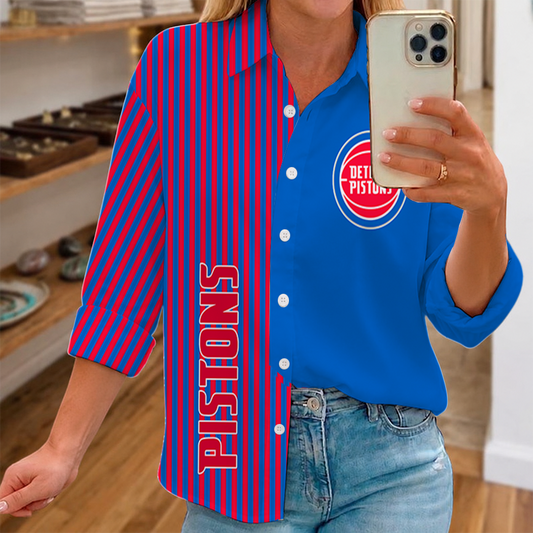 LIMITED EDITION - NEW CUSTOMIZED NBA14 DPI DETROIT PISTONS WOMEN CASUAL SHIRT FOR FAN
