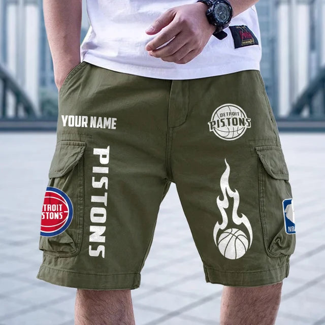 [HOT DEAL] NEW CUSTOMIZED NBA14 DPI DETROIT PISTONS CARGO SHORTS