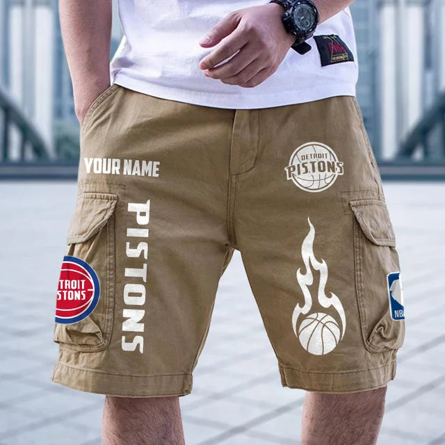 [HOT DEAL] NEW CUSTOMIZED NBA14 DPI DETROIT PISTONS CARGO SHORTS