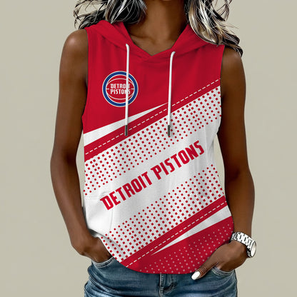 [HOT DEAL] NEW CUSTOMIZED NBA14 DPI DETROIT PISTONS  WOMEN'S SLEEVELESS HOODED POCKET TANK TOP