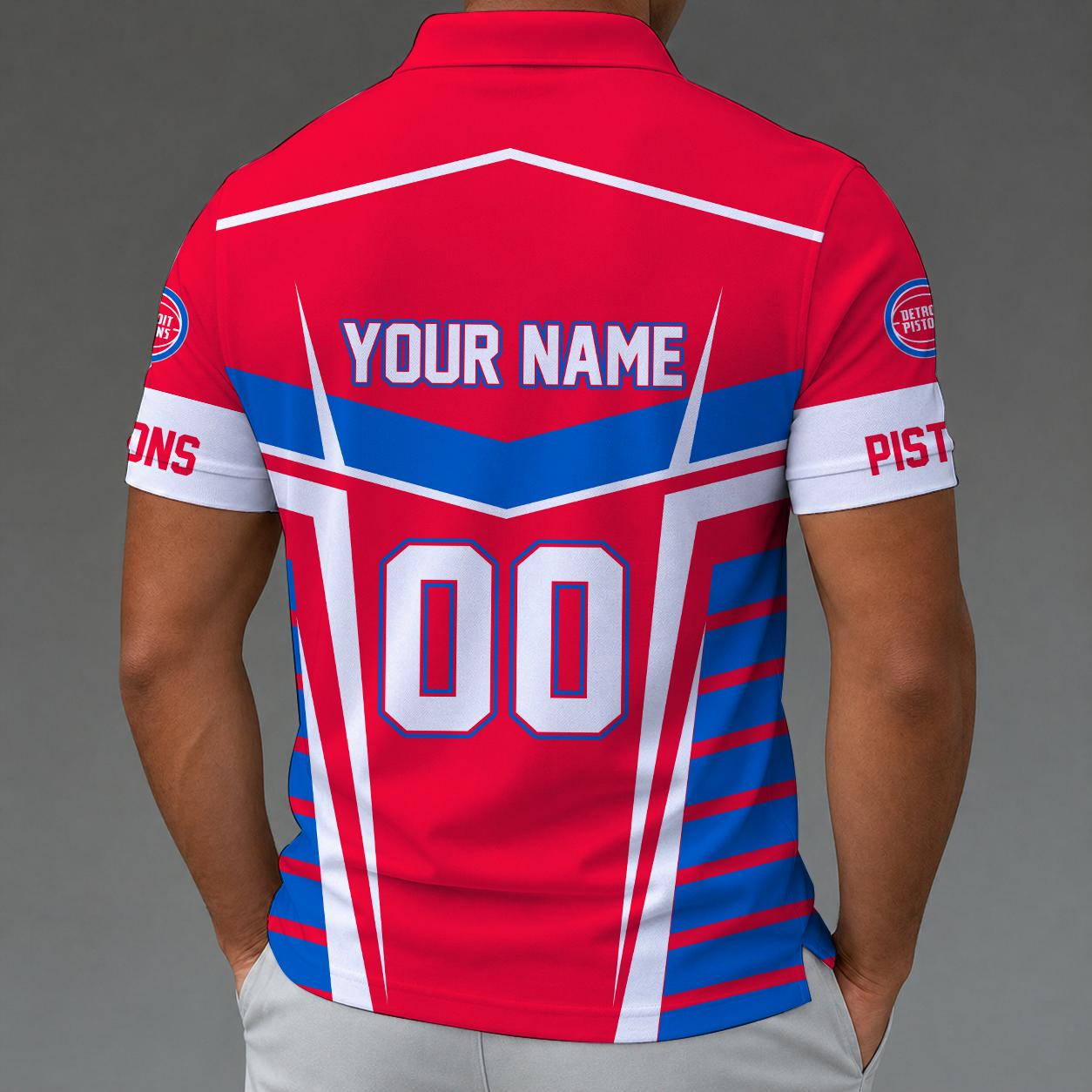 [HOT DEAL] NEW CUSTOMIZED NBA14 DPI DETROIT PISTONS ZIP POLO SHIRT