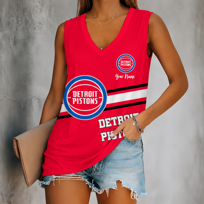 [HOT DEAL] NEW CUSTOMIZED NBA14 DPI DETROIT PISTONS WOMEN'S V-NECK TANK TOP