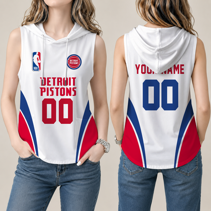 [HOT DEAL] NEW CUSTOMIZED NBA14 DPI DETROIT PISTONS  WOMEN'S SLEEVELESS HOODED POCKET TANK TOP