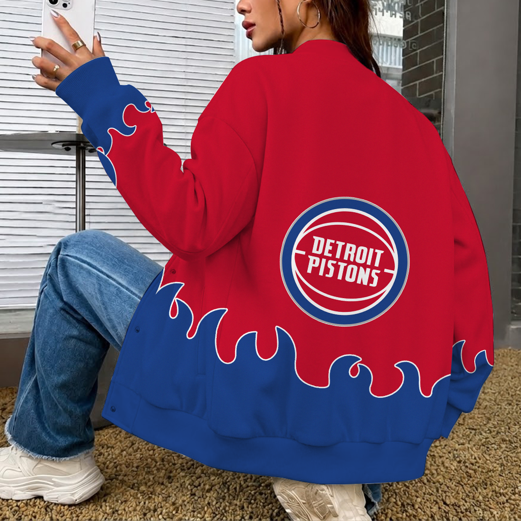 LIMITED EDITION - NEW CUSTOMIZED NBA14 DPI DETROIT PISTONS BASEBALL JACKET, SATIN VARSITY JACKET