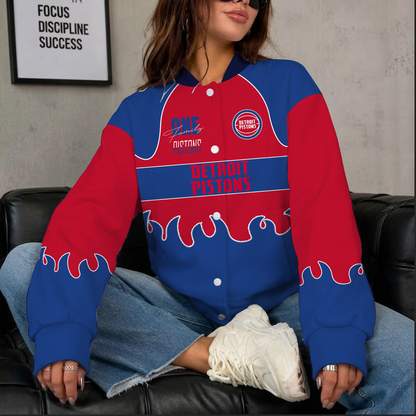 LIMITED EDITION - NEW CUSTOMIZED NBA14 DPI DETROIT PISTONS BASEBALL JACKET, SATIN VARSITY JACKET