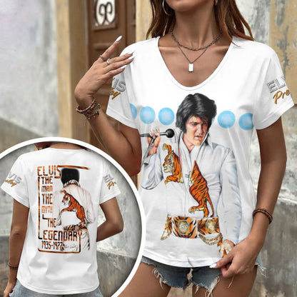 [FAN FAVORITE] NEW CUSTOMIZED ELVIS PRESLEY V-NECK FEMALE SHIRT