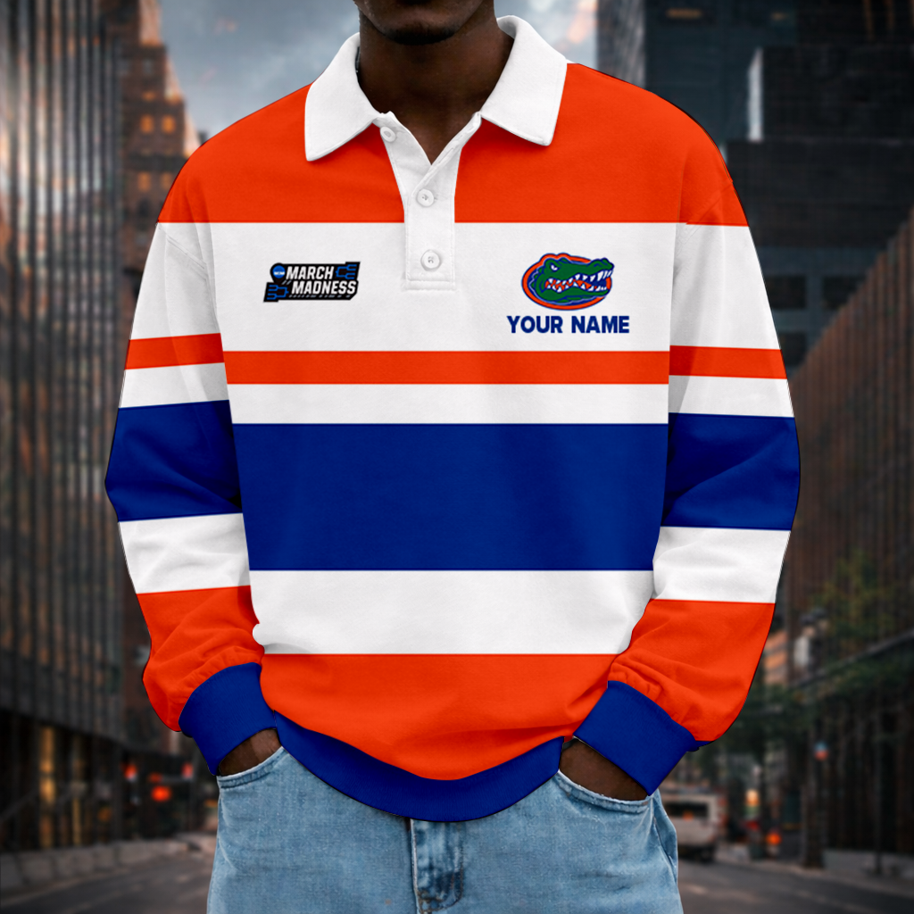LIMITED EDITION - NEW CUSTOMIZED NCAA MAM14 FLG FLORIDA GATORS UNISEX LONG SLEEVE POLO