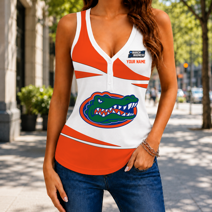 LIMITED EDITION - NEW CUSTOMIZED NCAA MAM14 FLG FLORIDA GATORS WOMEN'S V-NECK TANK TOP