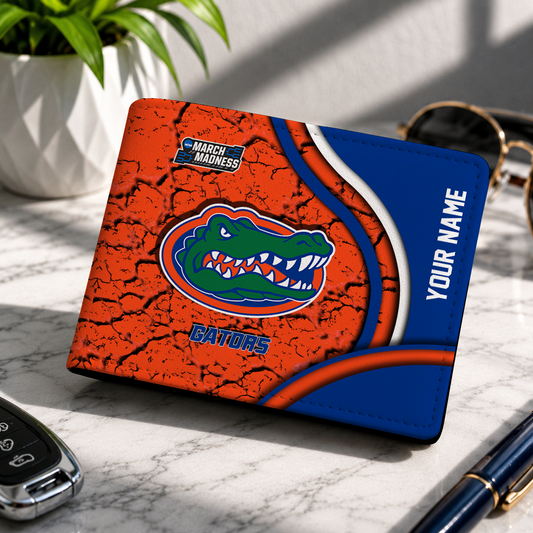 FINAL CLEARANCE - NEW CUSTOMIZED NCAA MAM14 FLG FLORIDA GATORS LEATHER WALLET