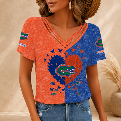 [FAN FAVORITE] NEW CUSTOMIZED NCAA MAM14 FLG FLORIDA GATORS V-NECK SHIRT