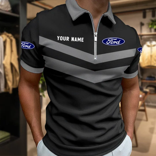 LIMITED EDITION - NEW CUSTOMIZED F114 FRD FORD RACING ZIP POLO SHIRT