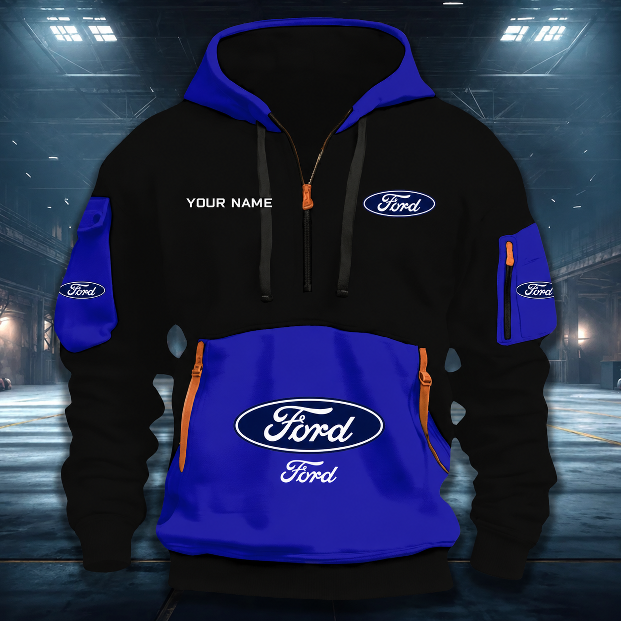 LIMITED RUN - NEW CUSTOMIZED F114 FRD FORD RACING QUARTER ZIP HOODIE