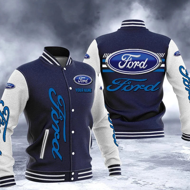 LIMITED RUN - NEW CUSTOMIZED F114 FRD FORD RACINGS BASEBALL JACKET & SATIN VARSITY JACKET