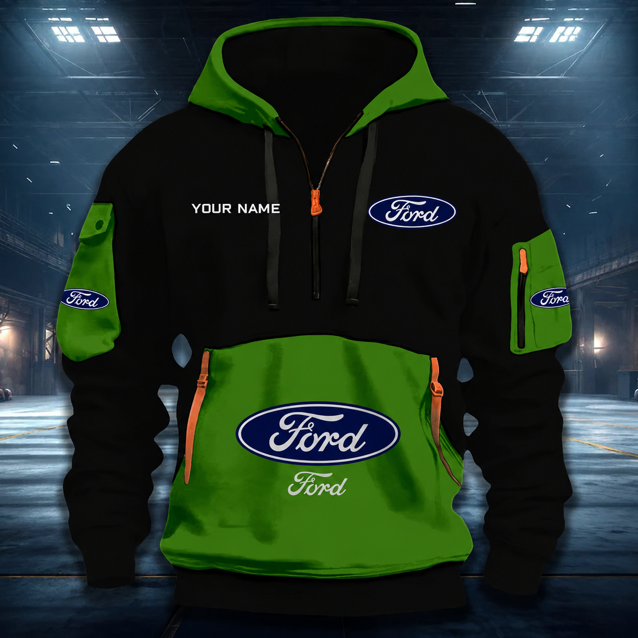 LIMITED RUN - NEW CUSTOMIZED F114 FRD FORD RACING QUARTER ZIP HOODIE