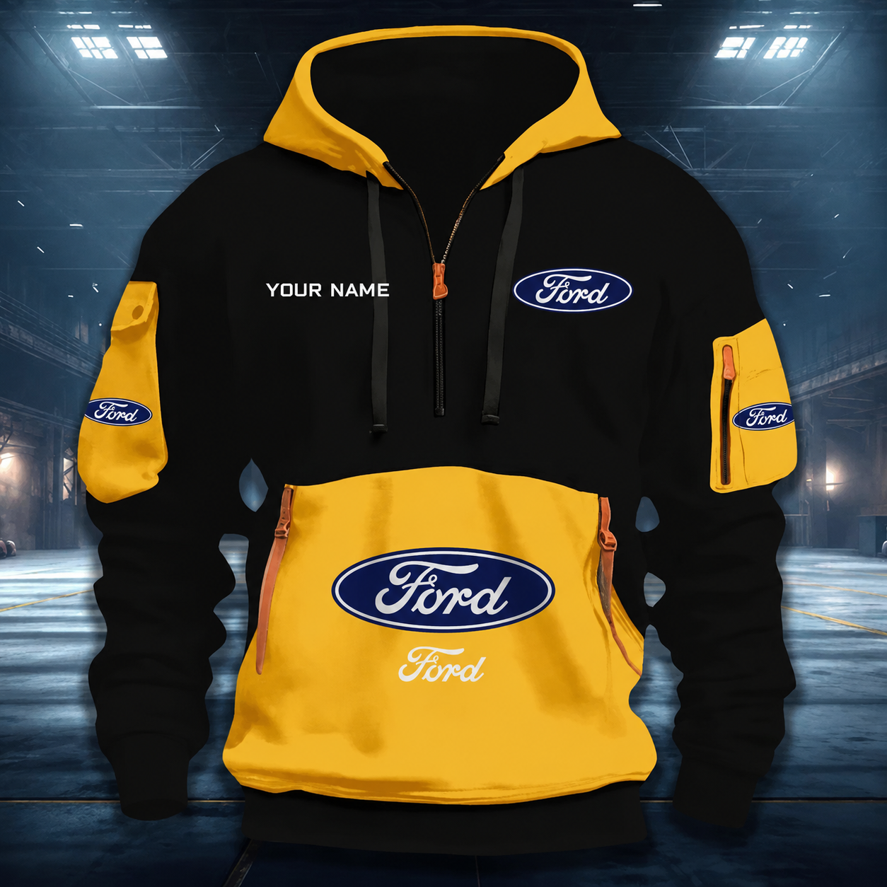 LIMITED RUN - NEW CUSTOMIZED F114 FRD FORD RACING QUARTER ZIP HOODIE
