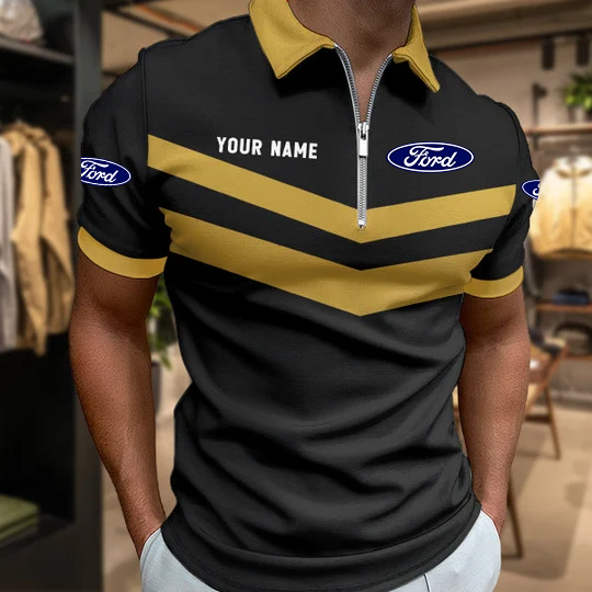 LIMITED EDITION - NEW CUSTOMIZED F114 FRD FORD RACING ZIP POLO SHIRT