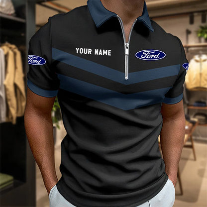 LIMITED EDITION - NEW CUSTOMIZED F114 FRD FORD RACING ZIP POLO SHIRT