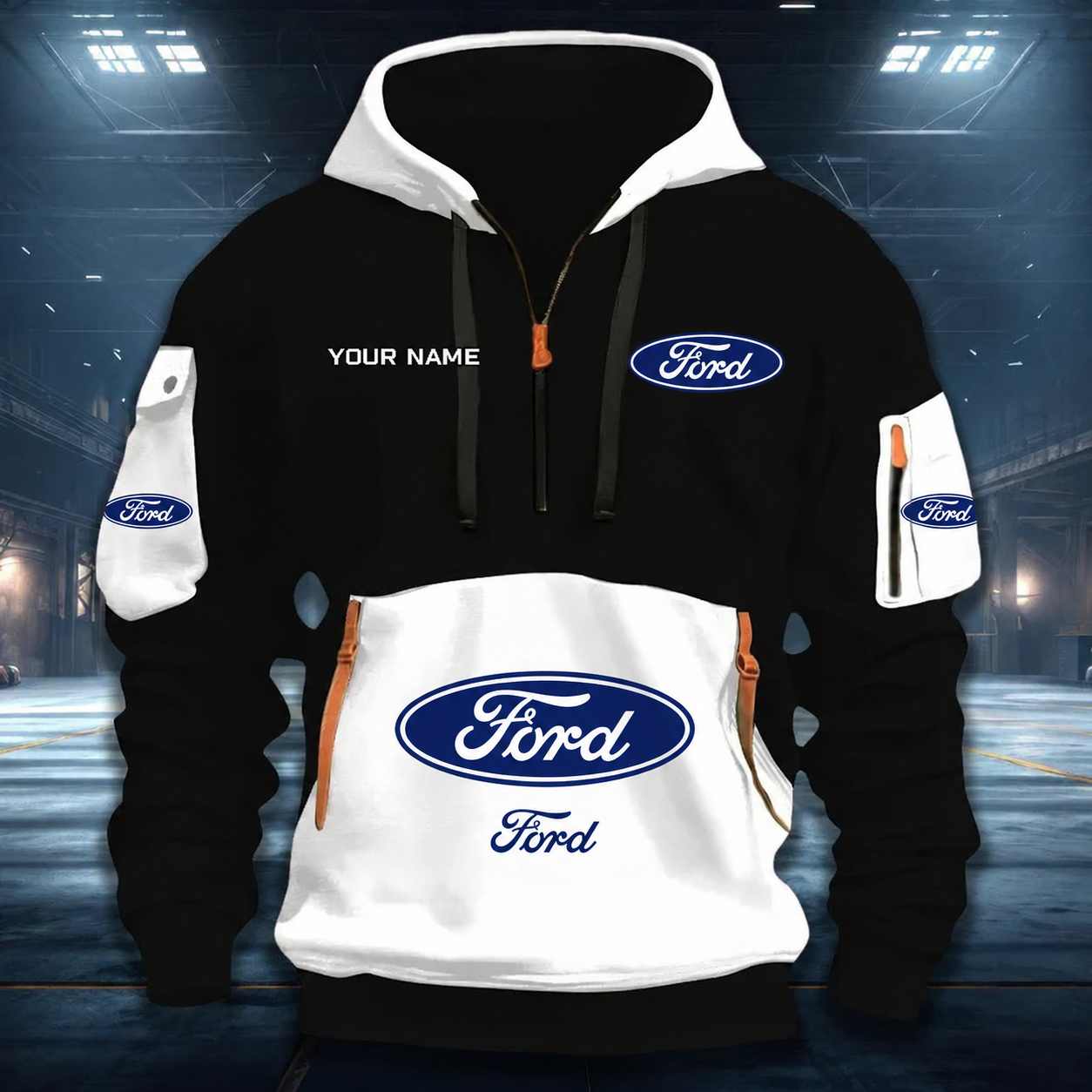 LIMITED RUN - NEW CUSTOMIZED F114 FRD FORD RACING QUARTER ZIP HOODIE