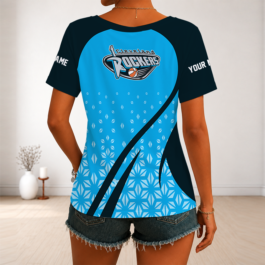 [FAN FAVORITE] NEW CUSTOMIZED WNBA14 CLR CLEVELAND ROCKERS V-NECK FEMALE SHIRT