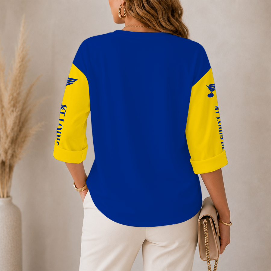[SUPER SALE] NEW CUSTOMIZED NHL14 SLB ST. LOUIS BLUES WOMEN'S HEART V-NECK LONG SLEEVE SHIRT
