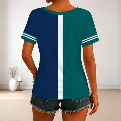 LIMITED EDITION - NEW CUSTOMIZED MLB14 SMS SEATTLE MARINERS V-NECK FEMALE SHIRT