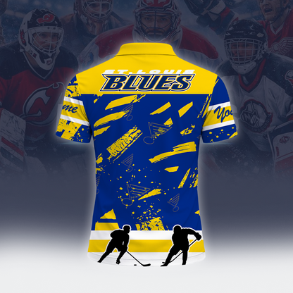 [SUPER SALE] NEW CUSTOMIZED NHL14 SLB ST. LOUIS BLUES POLO SHIRT