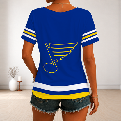 [SUPER SALE] NEW CUSTOMIZED NHL14 SLB ST. LOUIS BLUES V-NECK FEMALE SHIRT