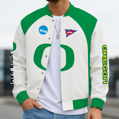LIMITED EDITION - NEW CUSTOMIZED NCAA FBS14 OGD OREGON DUCKS BASEBALL JACKET, SATIN VARSITY JACKET