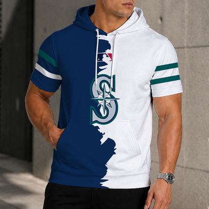 LIMITED EDITION - NEW CUSTOMIZED MLB14 SMS SEATTLE MARINERS SHORT SLEEVE HOODIE