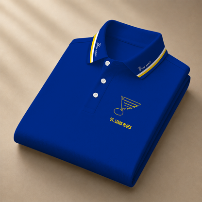 [SUPER SALE] NEW CUSTOMIZED NHL14 SLB ST. LOUIS BLUES POLO SHIRT