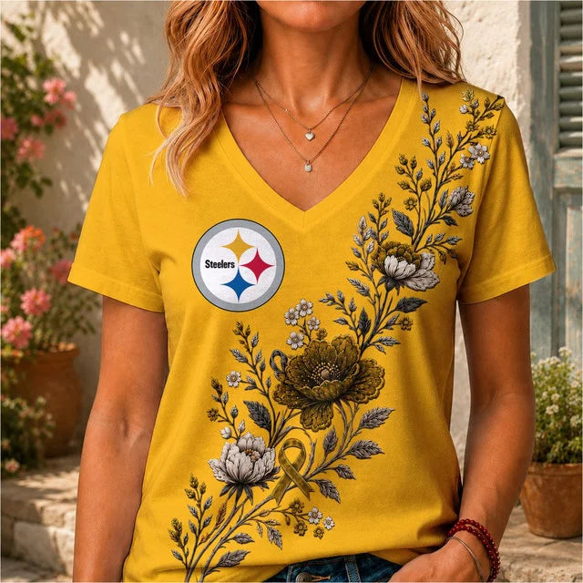 ELITE EDITION - NEW CUSTOMIZED NFL14 PSB PITTSBURGH STEELERS V-NECK FEMALE SHIRT