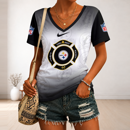 [SPECIAL OFFER] NEW CUSTOMIZED NFL14 PSB PITTSBURGH STEELERS BUC-EE'S V-NECK FEMALE SHIRT