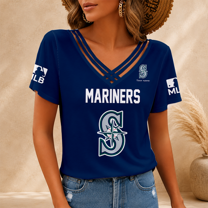 [FLASH SALE] NEW CUSTOMIZED MLB14 SMS SEATTLE MARINERS V-NECK SHIRT