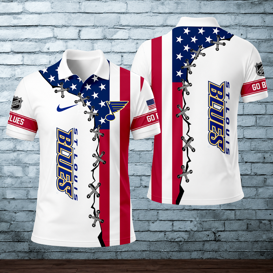 LIMITED EDITION - NEW CUSTOMIZED NHL14 SLB ST. LOUIS BLUES POLO SHIRT
