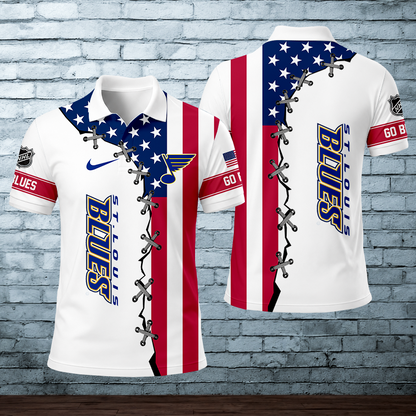 LIMITED EDITION - NEW CUSTOMIZED NHL14 SLB ST. LOUIS BLUES POLO SHIRT