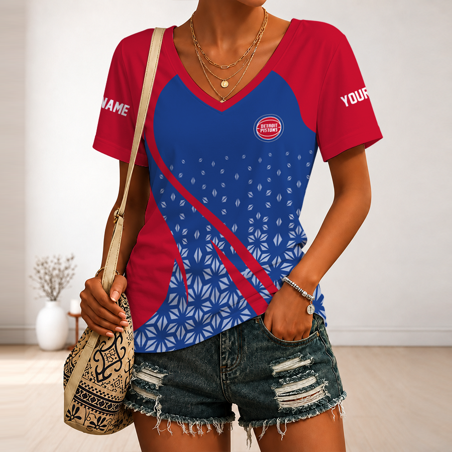 [HOT DEAL] NEW CUSTOMIZED NBA14 DPI DETROIT PISTONS V-NECK FEMALE SHIRT