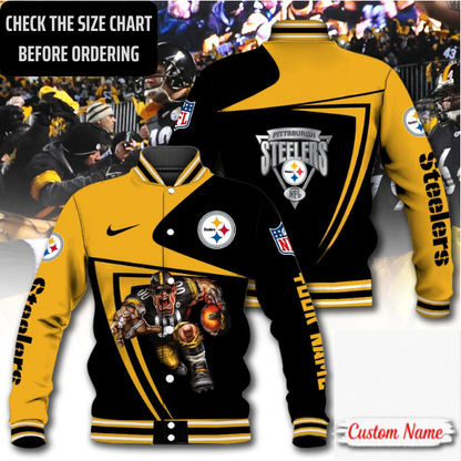 EXCLUSIVE EDITION - NEW CUSTOMIZED NFL14 PSB PITTSBURGH STEELERS SATIN VARSITY & BASEBALL JACKET