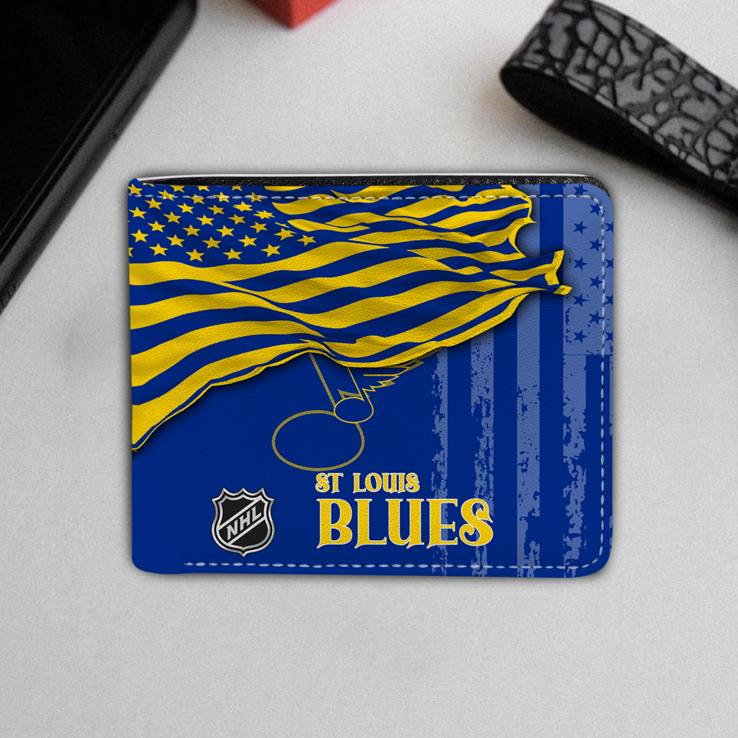 [SUPER SALE ] NEW CUSTOMIZED NHL14 SLB ST. LOUIS BLUES LEATHER WALLET