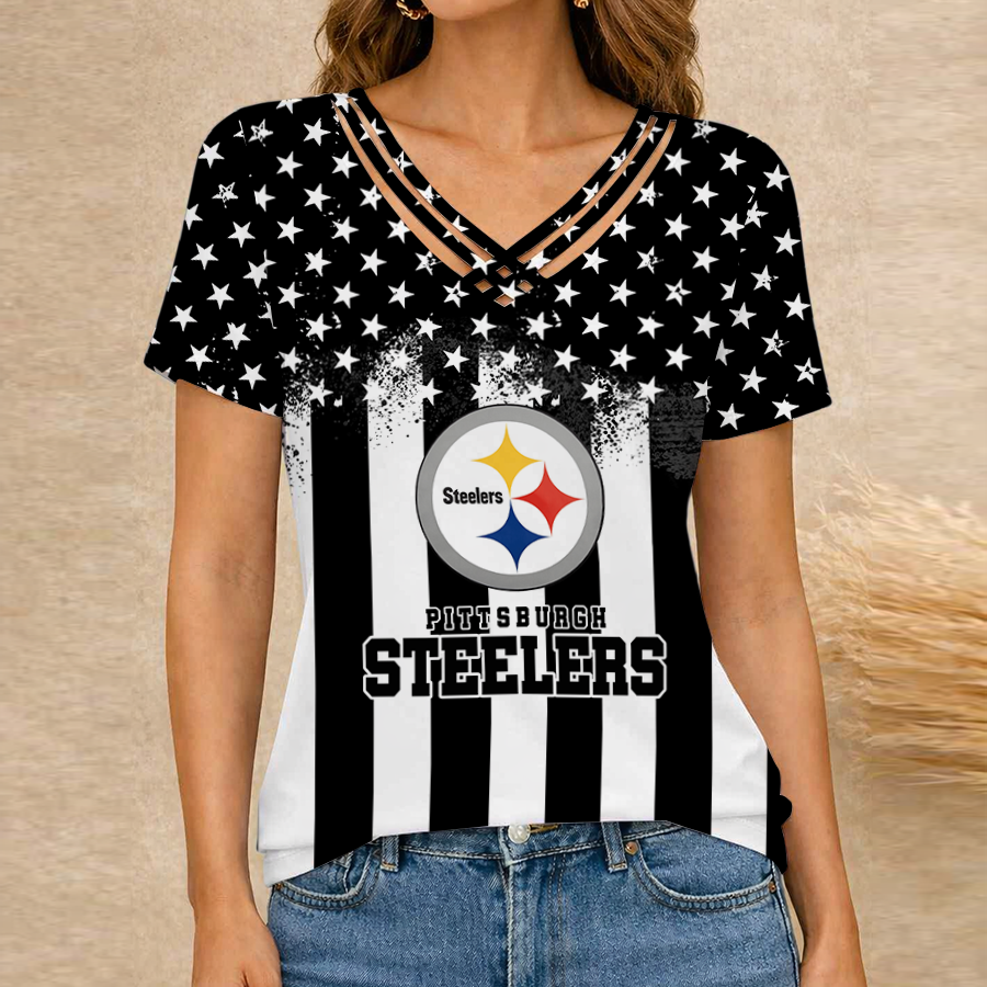 [SPECIAL OFFER] NEW CUSTOMIZED NFL14 PSB PITTSBURGH STEELERS V-NECK SHIRT
