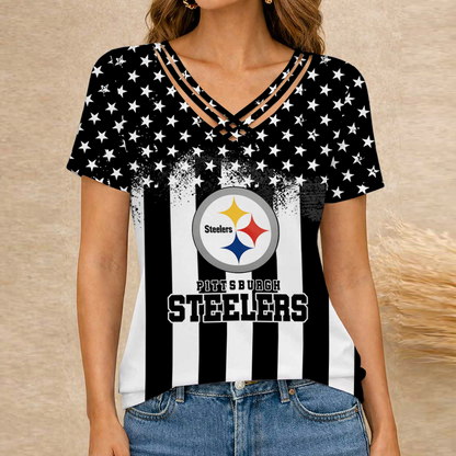 [SPECIAL OFFER] NEW CUSTOMIZED NFL14 PSB PITTSBURGH STEELERS V-NECK SHIRT