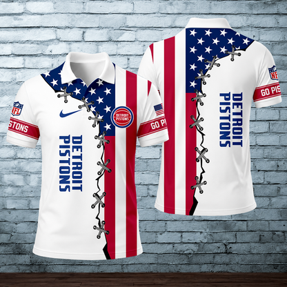 LIMITED EDITION - NEW CUSTOMIZED NBA14 DPI DETROIT PISTONS POLO SHIRT