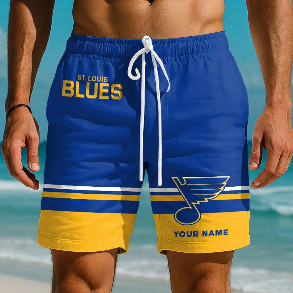 EXCLUSIVE EDITION - NEW CUSTOMIZED NHL14 SLB ST. LOUIS BLUES SHORT PANTS