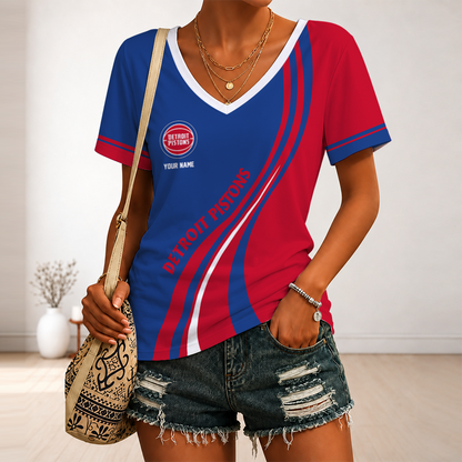[HOT DEAL] NEW CUSTOMIZED NBA14 DPI DETROIT PISTONS V-NECK FEMALE SHIRT