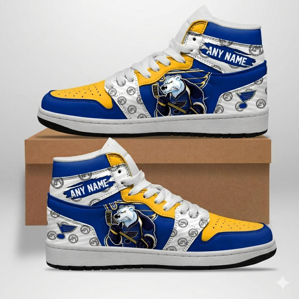VIRAL EDITION - NEW CUSTOMIZED NHL14 SLB ST. LOUIS BLUES AIR JORDAN SNEAKERS