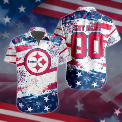VIRAL EDITION - NEW CUSTOMIZED NFL14 PSB PITTSBURGH STEELERS PATRIOTIC USA HAWAIIAN SHIRT