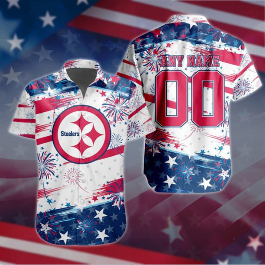 VIRAL EDITION - NEW CUSTOMIZED NFL14 PSB PITTSBURGH STEELERS PATRIOTIC USA HAWAIIAN SHIRT