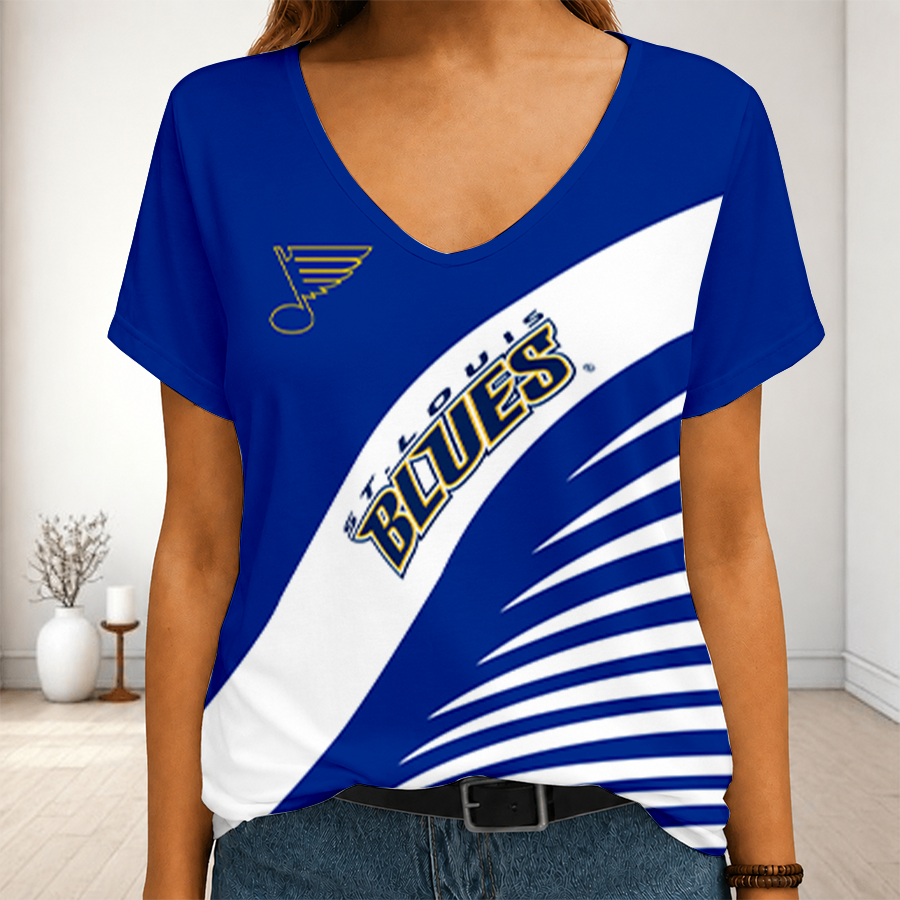 LIMITED EDITION - NEW CUSTOMIZED NHL14 SLB ST. LOUIS BLUES V-NECK FEMALE SHIRT
