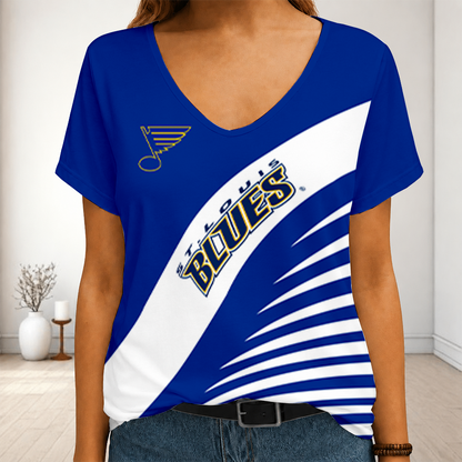 LIMITED EDITION - NEW CUSTOMIZED NHL14 SLB ST. LOUIS BLUES V-NECK FEMALE SHIRT