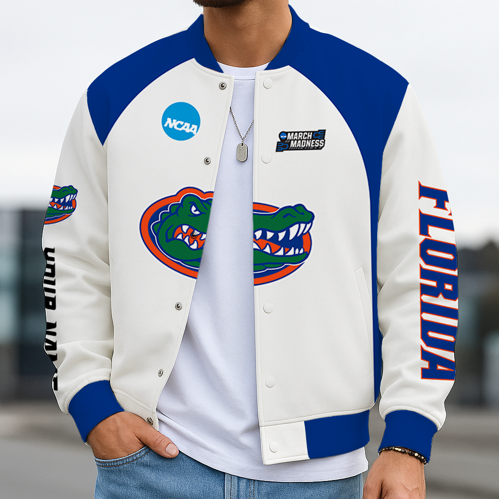 LIMITED EDITION - NEW CUSTOMIZED NCAA MAM14 FLG FLORIDA GATORS BASEBALL JACKET, SATIN VARSITY JACKET