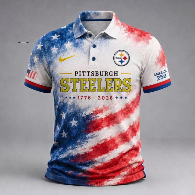 MEGA SALE - NEW CUSTOMIZED NFL14 PSB PITTSBURGH STEELERS USA 250TH ANNIVERSARY POLO SHIRT, ZIP POLO SHIRT & T-SHIRTS